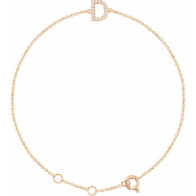 Laura-Gallon-Diamond Initial Bracelet-Special-Laura Gallon-14K Rose Gold-D-