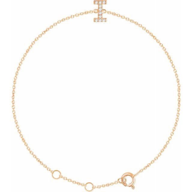 Laura-Gallon-Diamond Initial Bracelet-Special-Laura Gallon-14K Rose Gold-I-