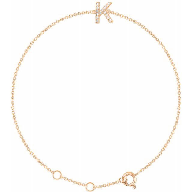 Laura-Gallon-Diamond Initial Bracelet-Special-Laura Gallon-14K Rose Gold-K-