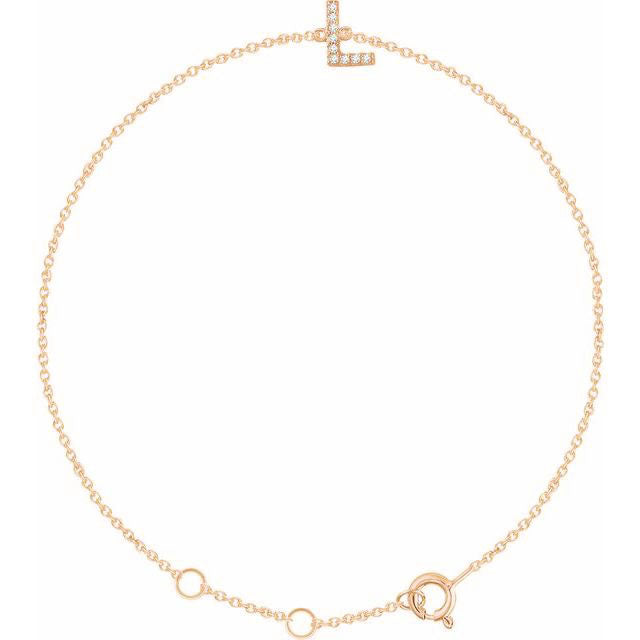 Laura-Gallon-Diamond Initial Bracelet-Special-Laura Gallon-14K Rose Gold-L-