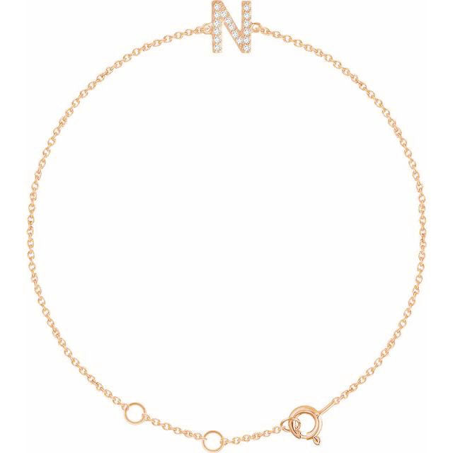 Laura-Gallon-Diamond Initial Bracelet-Special-Laura Gallon-14K Rose Gold-N-