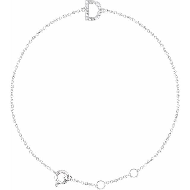 Laura-Gallon-Diamond Initial Bracelet-Special-Laura Gallon-14K White Gold-D-