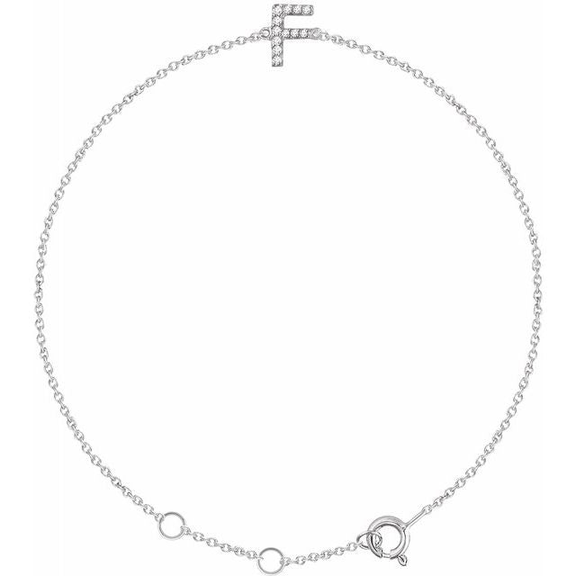 Laura-Gallon-Diamond Initial Bracelet-Special-Laura Gallon-14K White Gold-F-