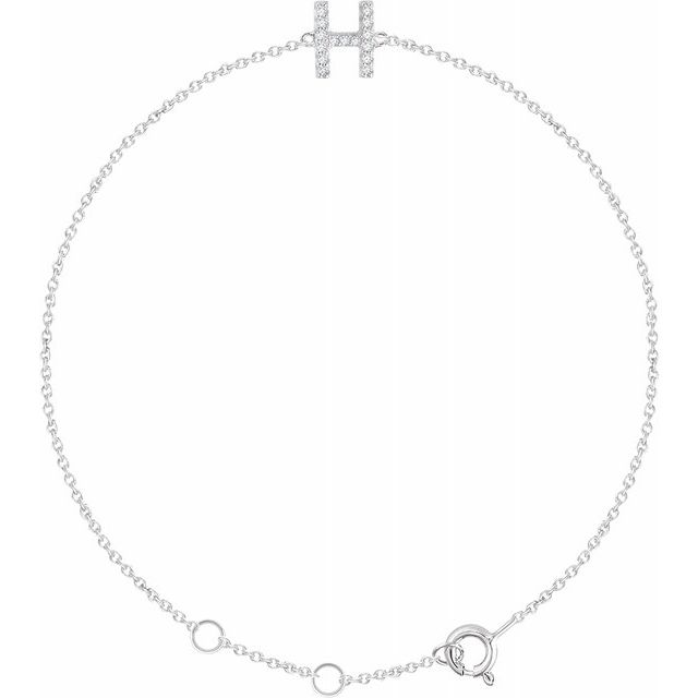 Laura-Gallon-Diamond Initial Bracelet-Special-Laura Gallon-14K White Gold-H-