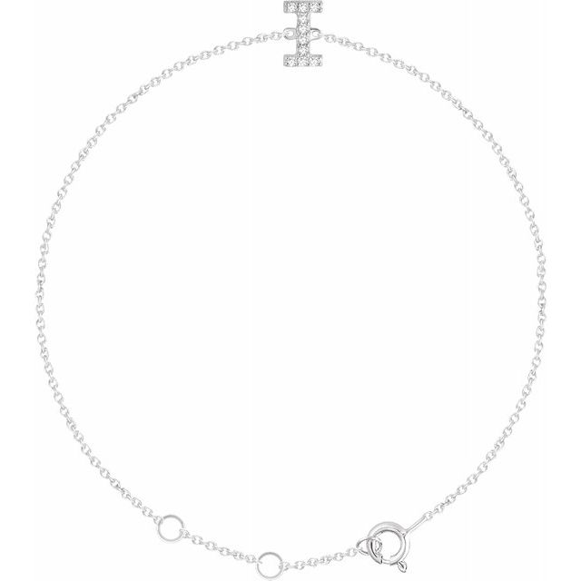 Laura-Gallon-Diamond Initial Bracelet-Special-Laura Gallon-14K White Gold-I-