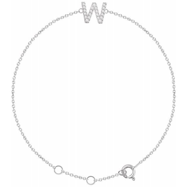 Laura-Gallon-Diamond Initial Bracelet-Special-Laura Gallon-14K White Gold-W-