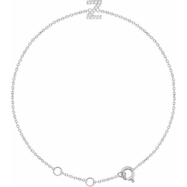 Laura-Gallon-Diamond Initial Bracelet-Special-Laura Gallon-14K White Gold-Z-