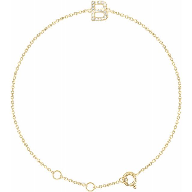 Laura-Gallon-Diamond Initial Bracelet-Special-Laura Gallon-14K Yellow Gold-B-