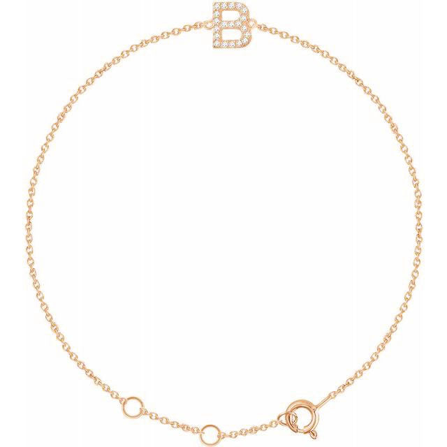 Laura-Gallon-Diamond Initial Bracelet-Special-Laura Gallon-14K Rose Gold-B-