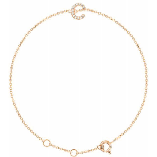 Laura-Gallon-Diamond Initial Bracelet-Special-Laura Gallon-14K Rose Gold-C-