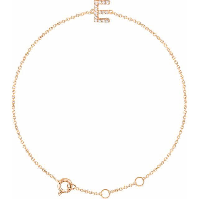 Laura-Gallon-Diamond Initial Bracelet-Special-Laura Gallon-14K Rose Gold-E-