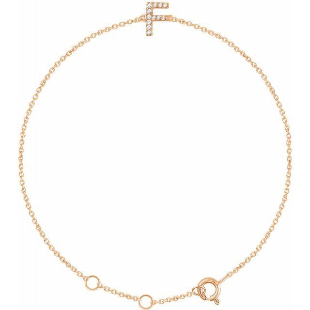 Laura-Gallon-Diamond Initial Bracelet-Special-Laura Gallon-14K Rose Gold-F-