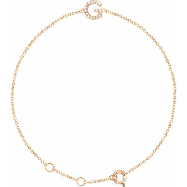 Laura-Gallon-Diamond Initial Bracelet-Special-Laura Gallon-14K Rose Gold-G-