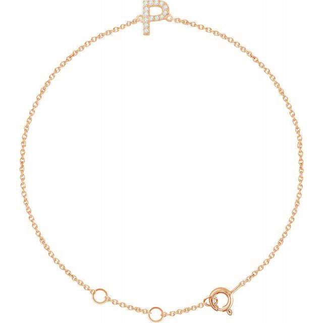 Laura-Gallon-Diamond Initial Bracelet-Special-Laura Gallon-14K Rose Gold-P-