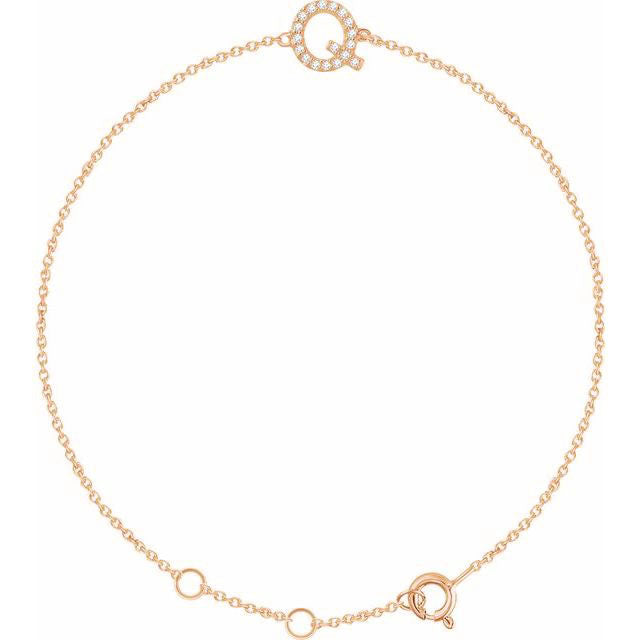 Laura-Gallon-Diamond Initial Bracelet-Special-Laura Gallon-14K Rose Gold-Q-