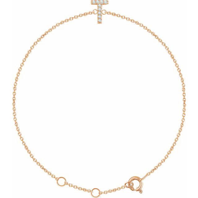 Laura-Gallon-Diamond Initial Bracelet-Special-Laura Gallon-14K Rose Gold-T-