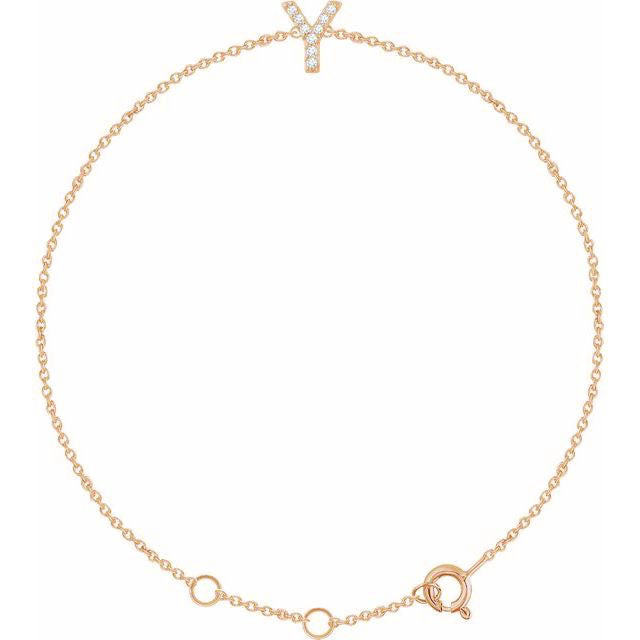 Laura-Gallon-Diamond Initial Bracelet-Special-Laura Gallon-14K Rose Gold-Y-