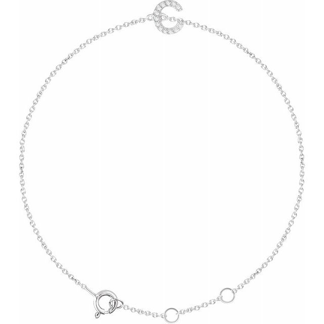 Laura-Gallon-Diamond Initial Bracelet-Special-Laura Gallon-14K White Gold-C-