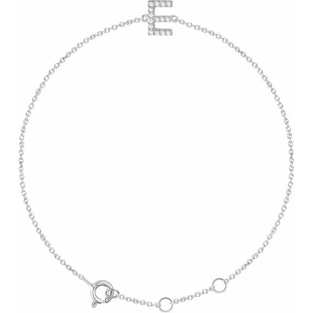 Laura-Gallon-Diamond Initial Bracelet-Special-Laura Gallon-14K White Gold-E-