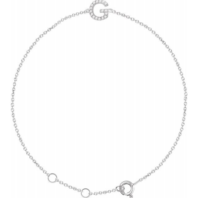 Laura-Gallon-Diamond Initial Bracelet-Special-Laura Gallon-14K White Gold-G-