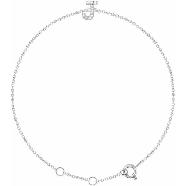 Laura-Gallon-Diamond Initial Bracelet-Special-Laura Gallon-14K White Gold-J-
