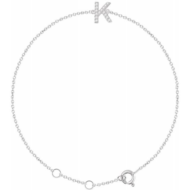 Laura-Gallon-Diamond Initial Bracelet-Special-Laura Gallon-14K White Gold-K-