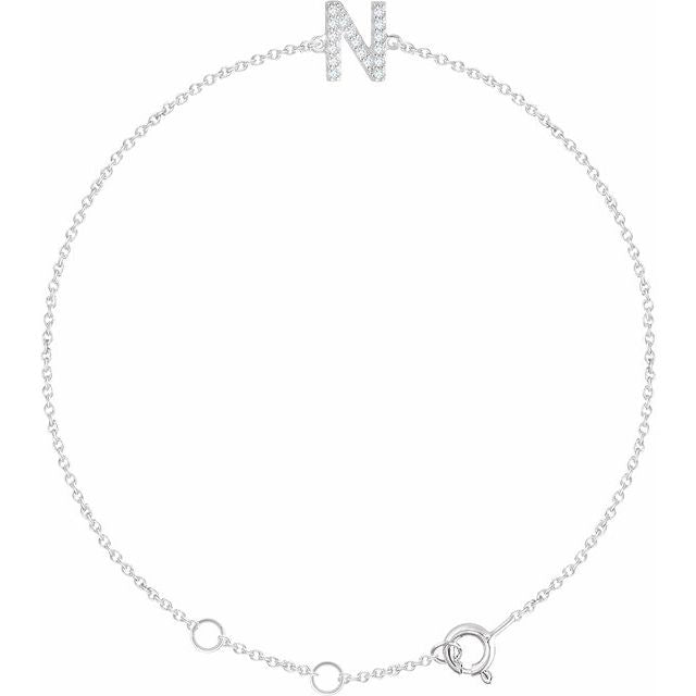 Laura-Gallon-Diamond Initial Bracelet-Special-Laura Gallon-14K White Gold-N-