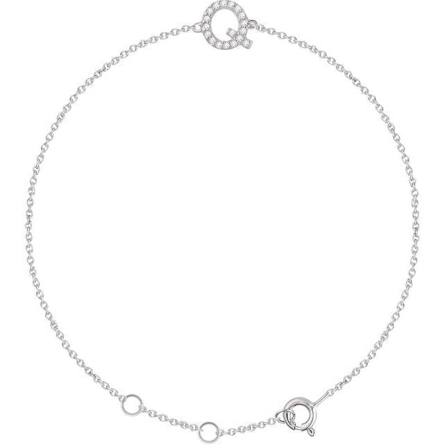 Laura-Gallon-Diamond Initial Bracelet-Special-Laura Gallon-14K White Gold-Q-