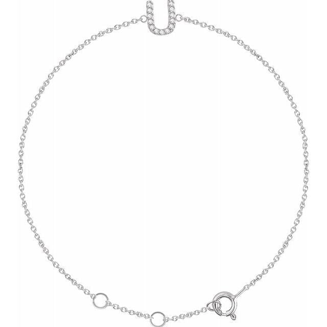 Laura-Gallon-Diamond Initial Bracelet-Special-Laura Gallon-14K White Gold-U-