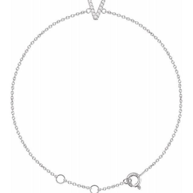 Laura-Gallon-Diamond Initial Bracelet-Special-Laura Gallon-14K White Gold-V-