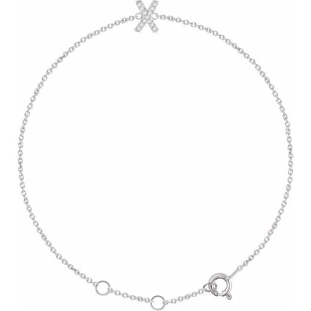 Laura-Gallon-Diamond Initial Bracelet-Special-Laura Gallon-14K White Gold-X-
