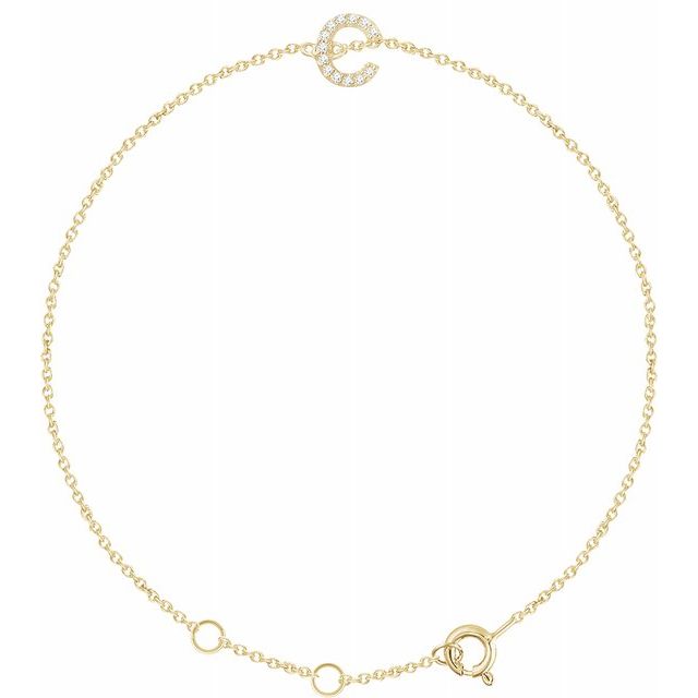 Laura-Gallon-Diamond Initial Bracelet-Special-Laura Gallon-14K Yellow Gold-C-