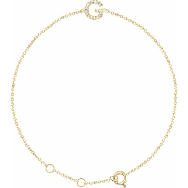 Laura-Gallon-Diamond Initial Bracelet-Special-Laura Gallon-14K Yellow Gold-G-