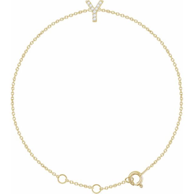 Laura-Gallon-Diamond Initial Bracelet-Special-Laura Gallon-14K Yellow Gold-Y-