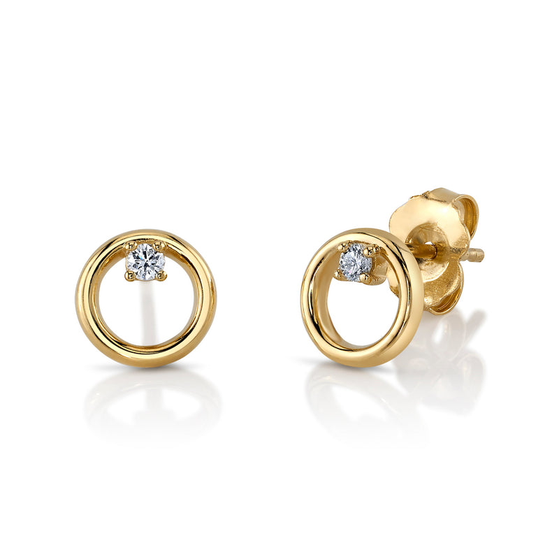 Laura-Gallon-Diamond circle earrings-Laura Gallon-14K Yellow Gold-