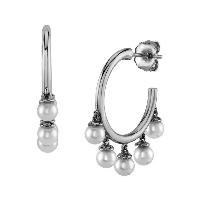 Laura-Gallon-Pearl hoop earrings-Laura Gallon-14K White Gold-