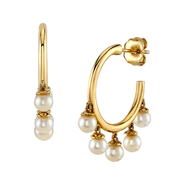 Laura-Gallon-Pearl hoop earrings-Laura Gallon-14K Yellow Gold-